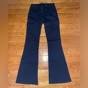 Lace Up Bell Bottom Pants w/ Zipper